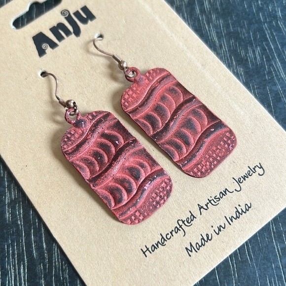 Jewelry - Copper Patina Earrings - Coral Waves NWT!